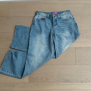 Edikted Blue Denim Jeans with Pink Label